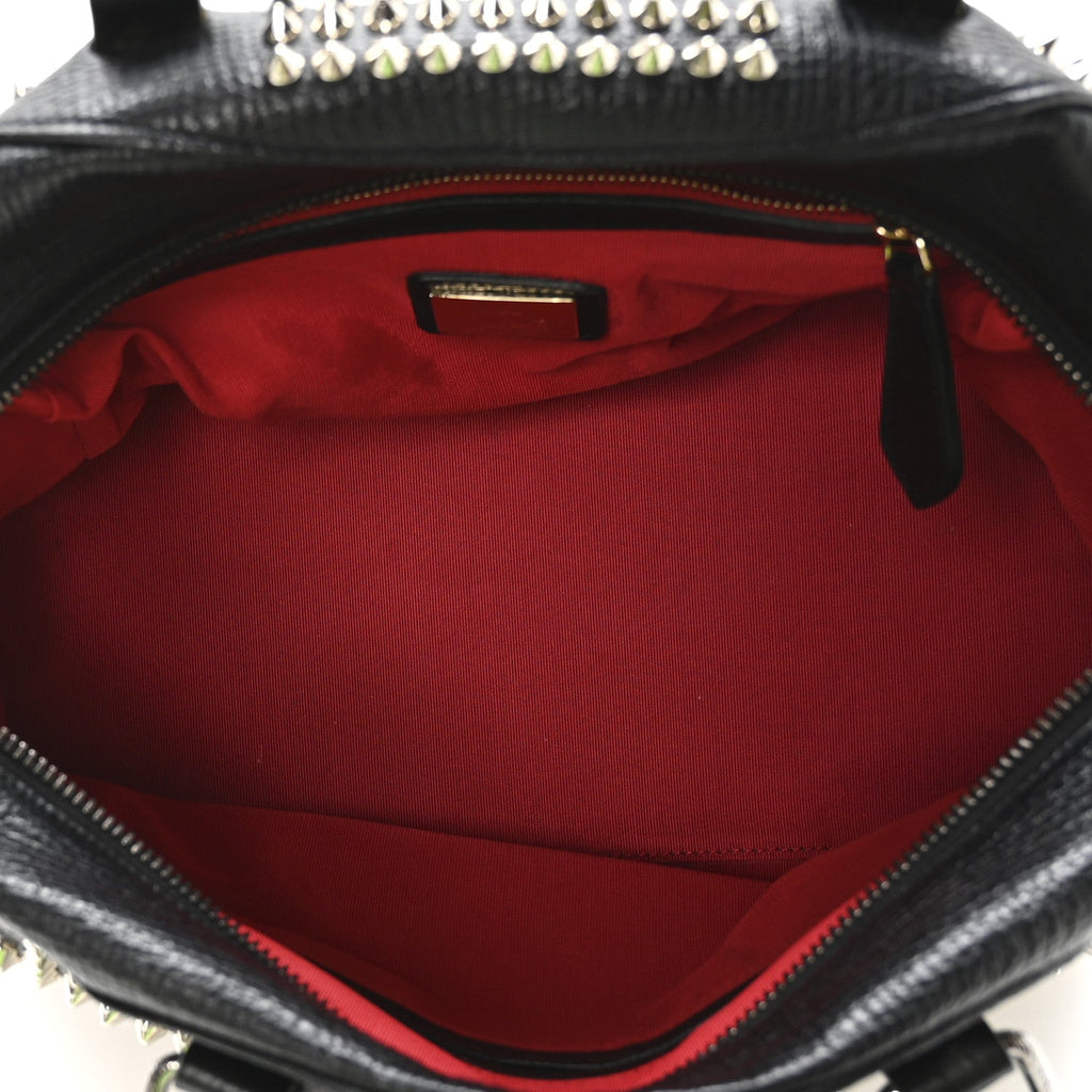 Grained Calfskin Studded Panettone Bowling Bag Black