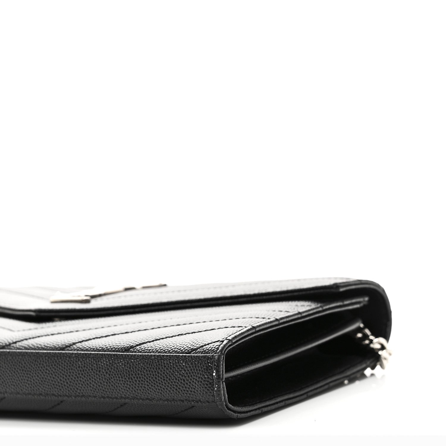 Grain De Poudre Matelasse Chevron Monogram Chain Wallet Black