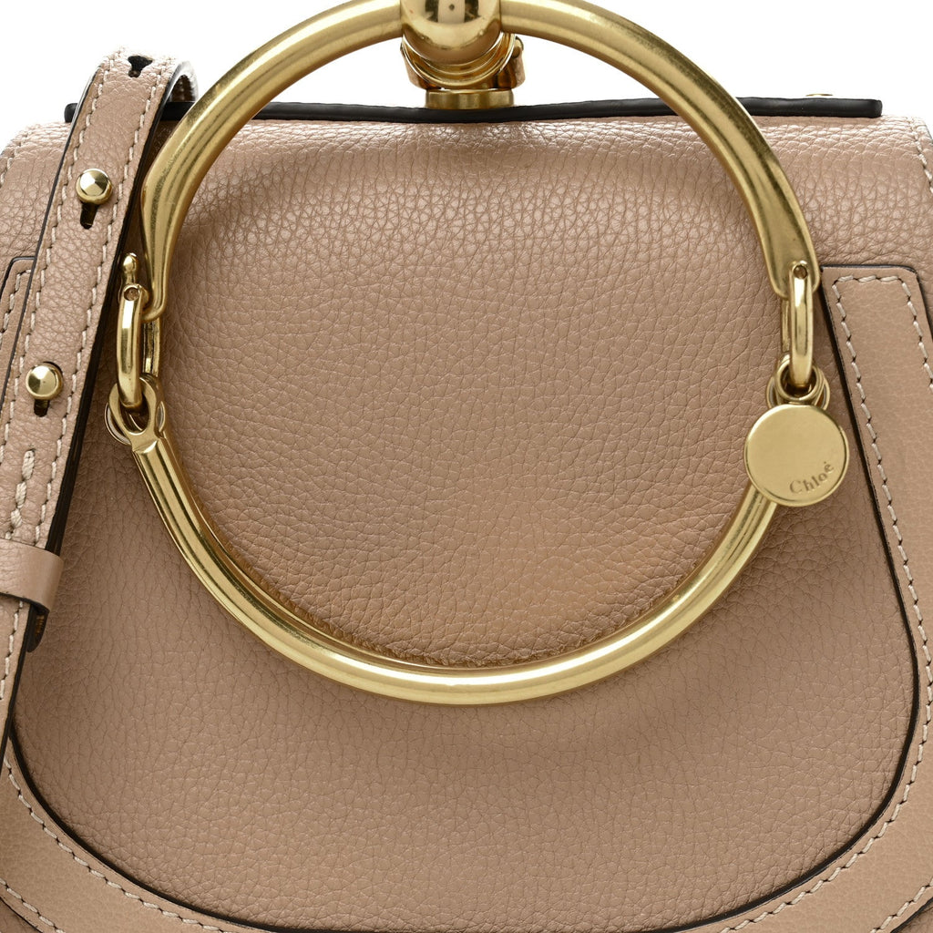 Calfskin Suede Small Nile Bracelet Bag Biscotti Beige