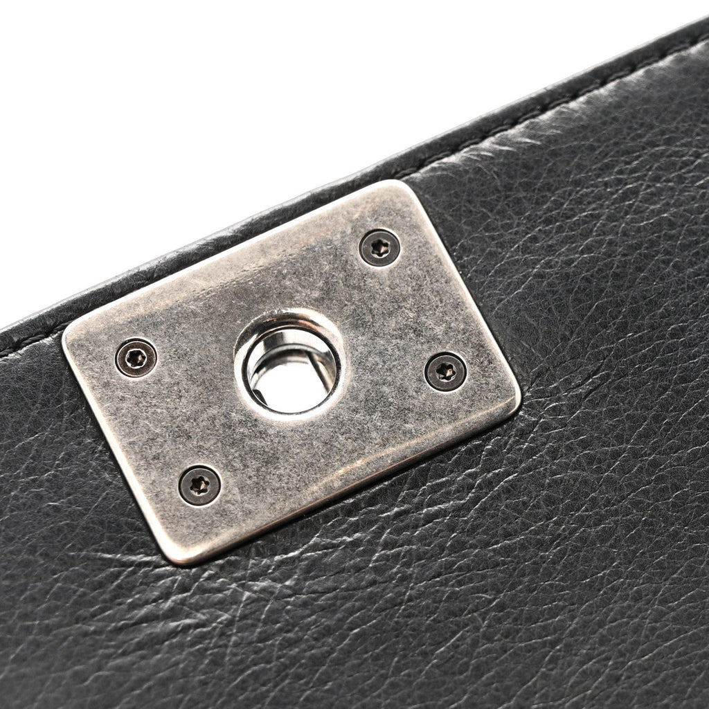 Galuchat Stingray Mini Boy Flap  Black Silver