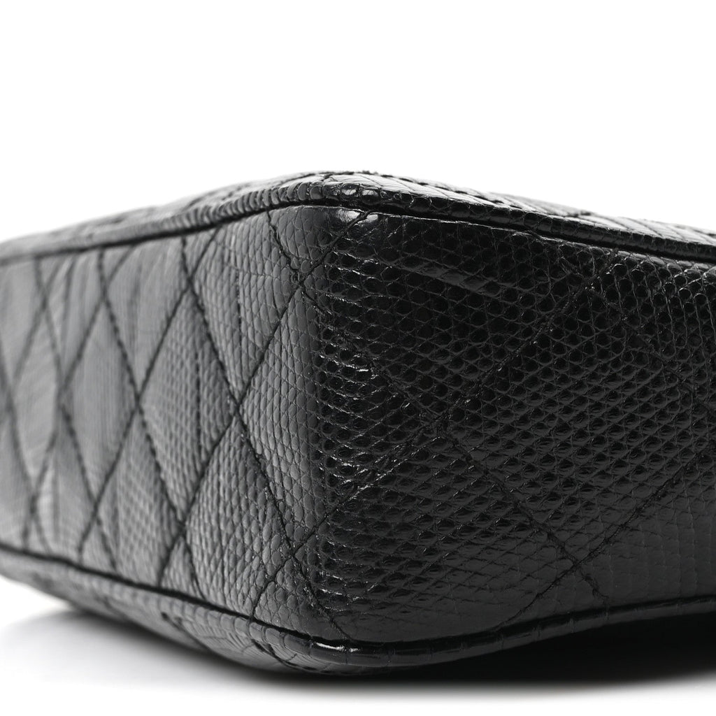 Lizard Quilted Small Tassel Camera Case Black