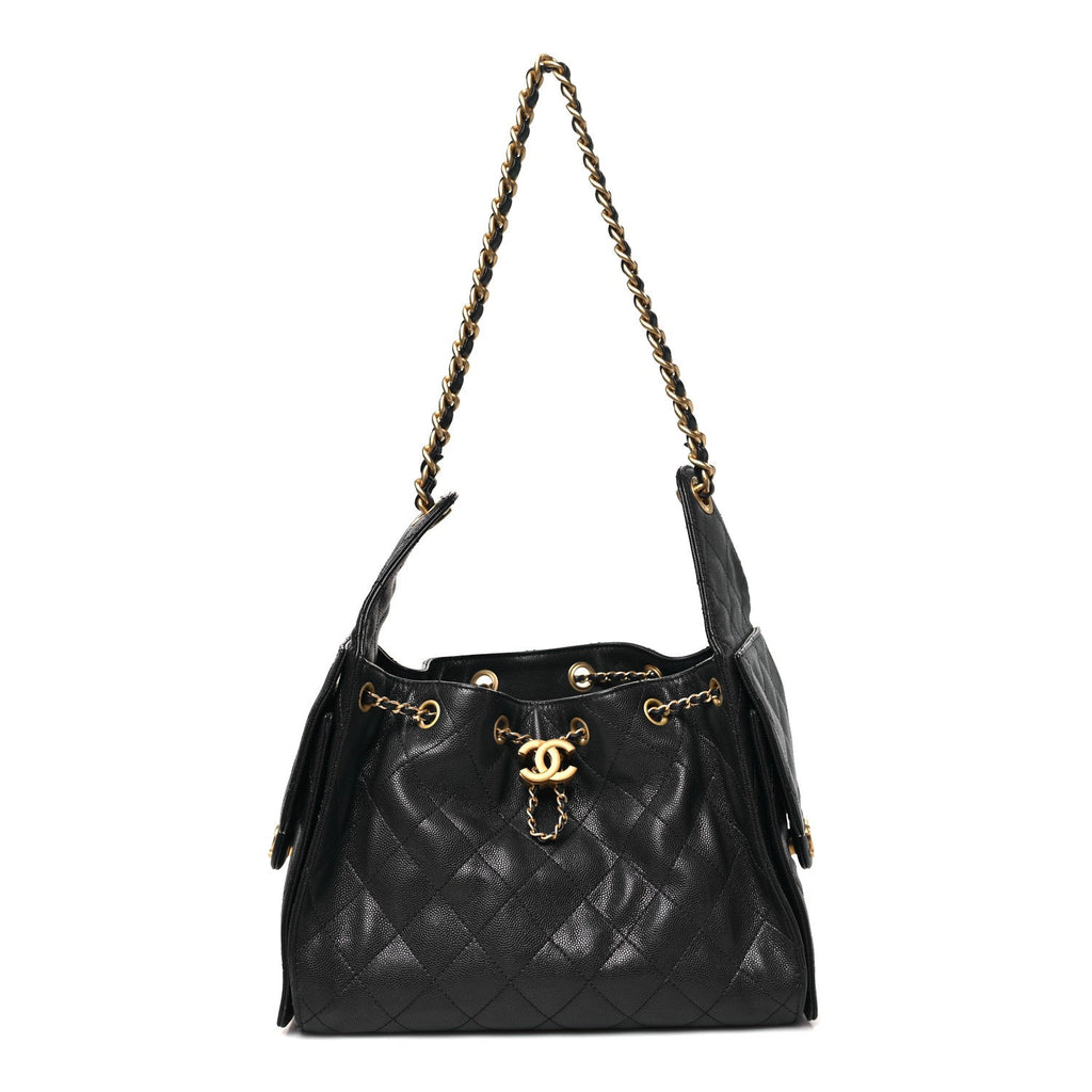 Caviar Quilted Small Chanel 25 Handbag Dark Navy