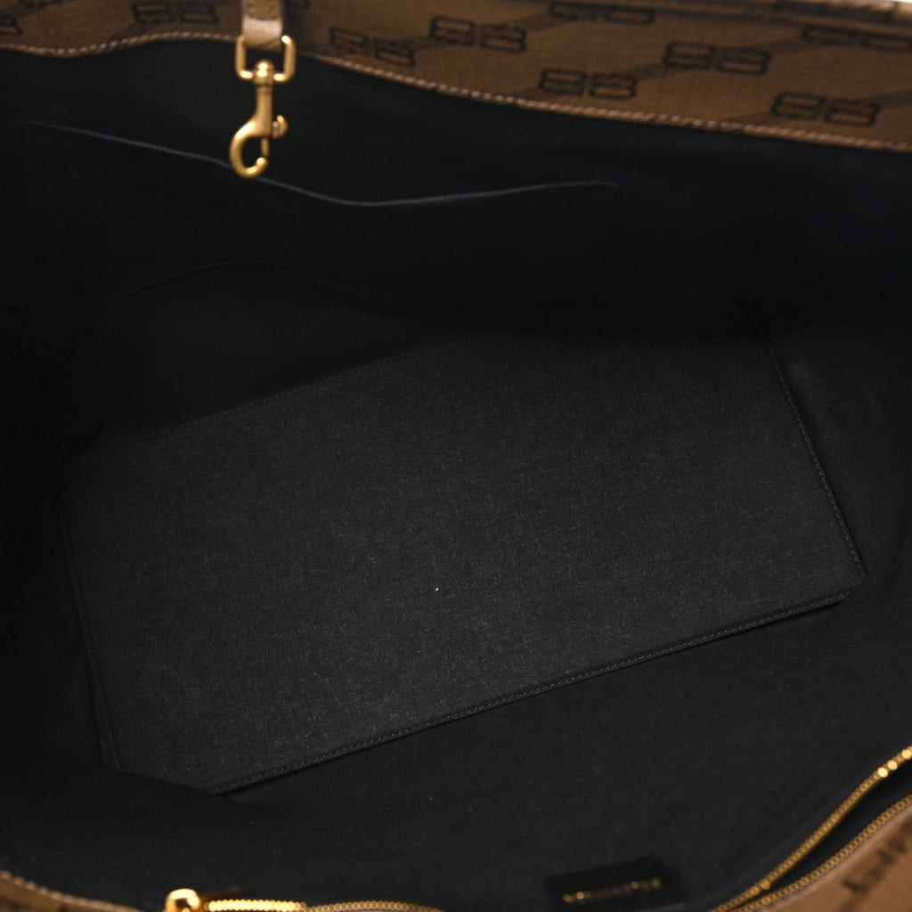 Coated Canvas BB Monogram Large Signature East West Shopper Bag Beige Brown