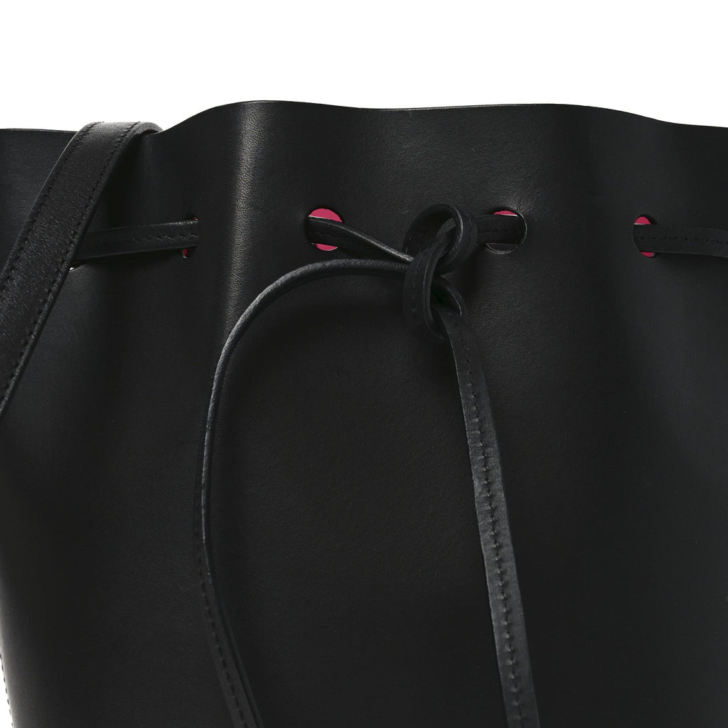 Vegetable Tanned Calfskin Mini Bucket Bag Black Dolly