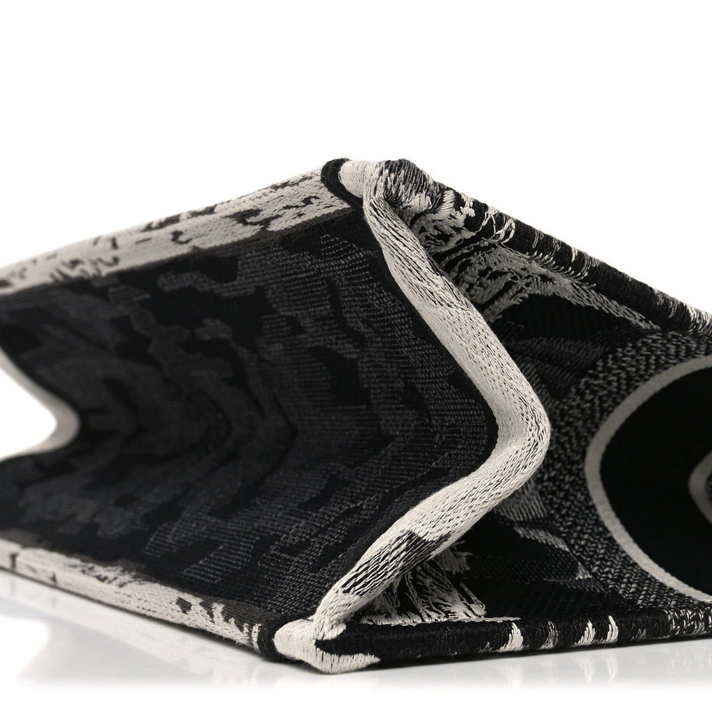 Canvas Embroidered Medium Paris Book Tote Black White