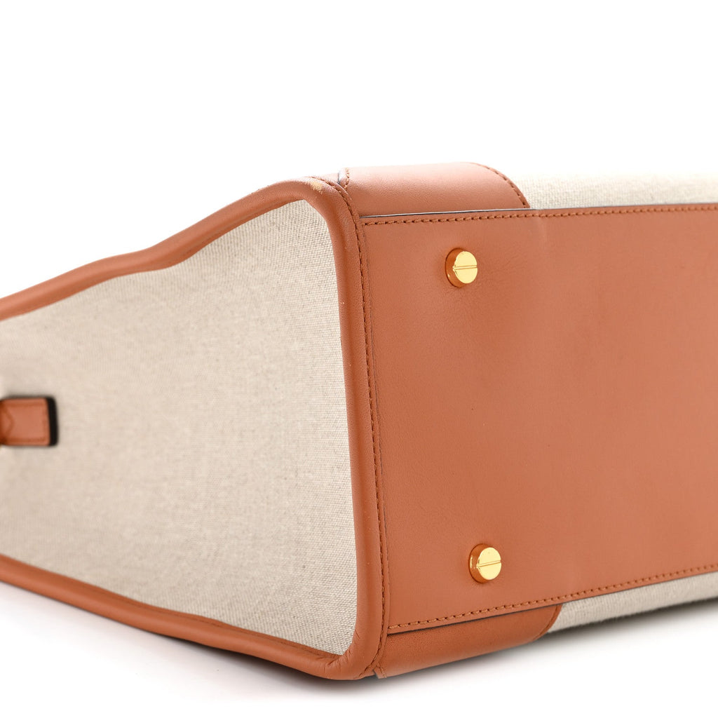 Calfskin Linen Large Munchen Tote Cognac