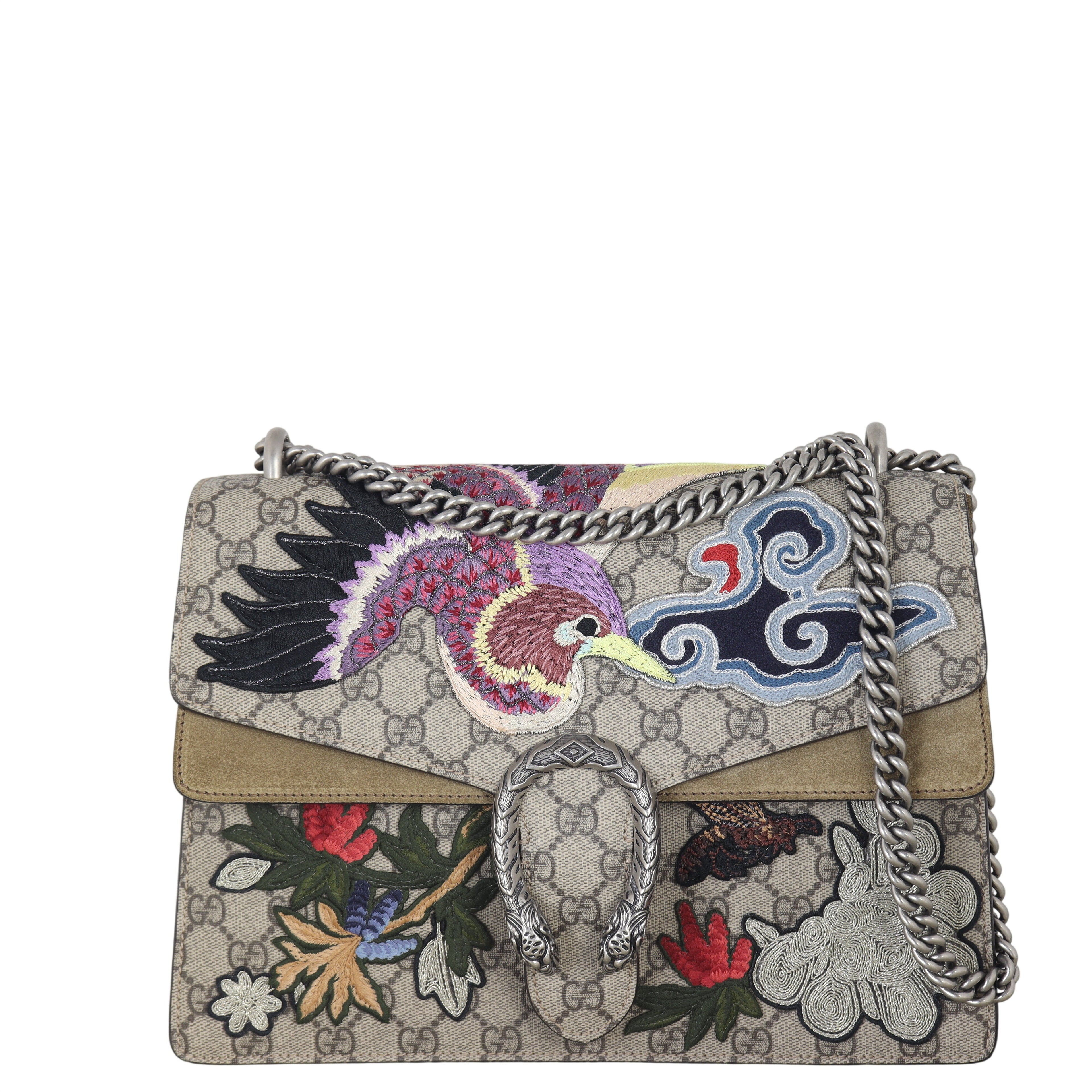 Gucci Dionysus GG Supreme Bird Embroidered Medium Shoulder Bag