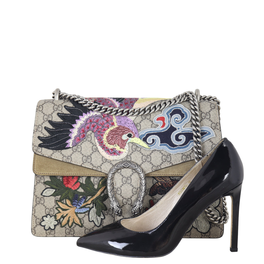 Gucci Dionysus GG Supreme Bird Embroidered Medium Shoulder Bag