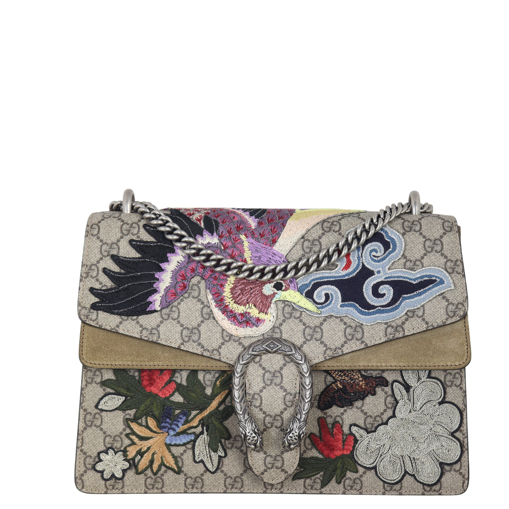 Gucci Dionysus GG Supreme Bird Embroidered Medium Shoulder Bag