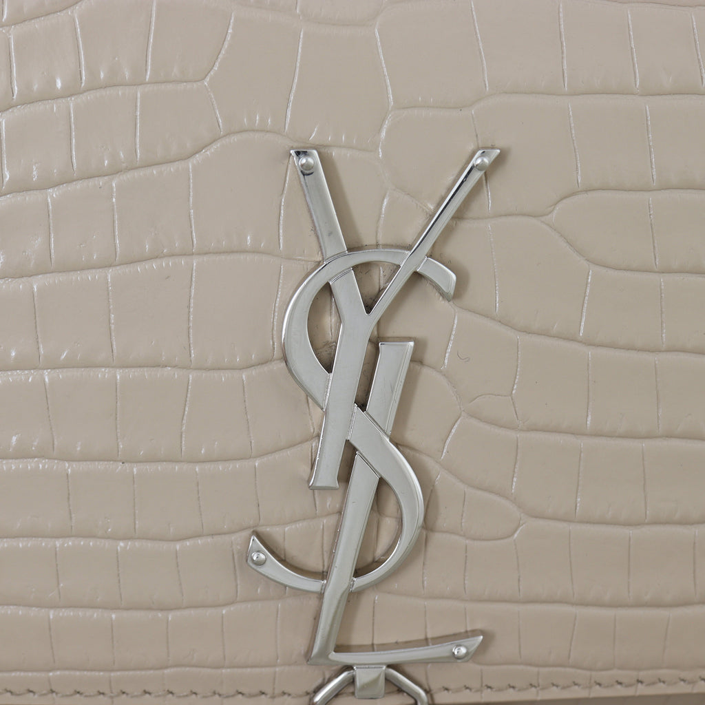 Saint Laurent Kate Tassel Chain Bag Medium Croc-Embossed