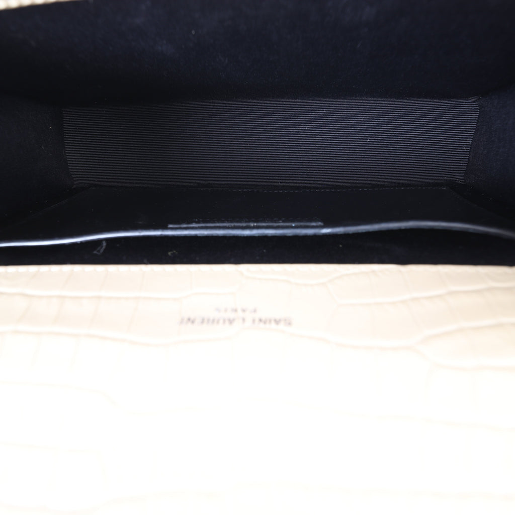 Saint Laurent Kate Tassel Chain Bag Medium Croc-Embossed