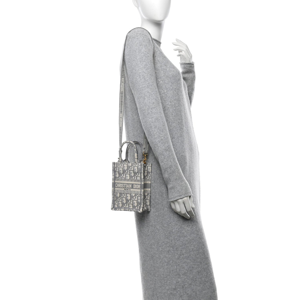 Oblique Mini Book Tote Phone Bag Grey