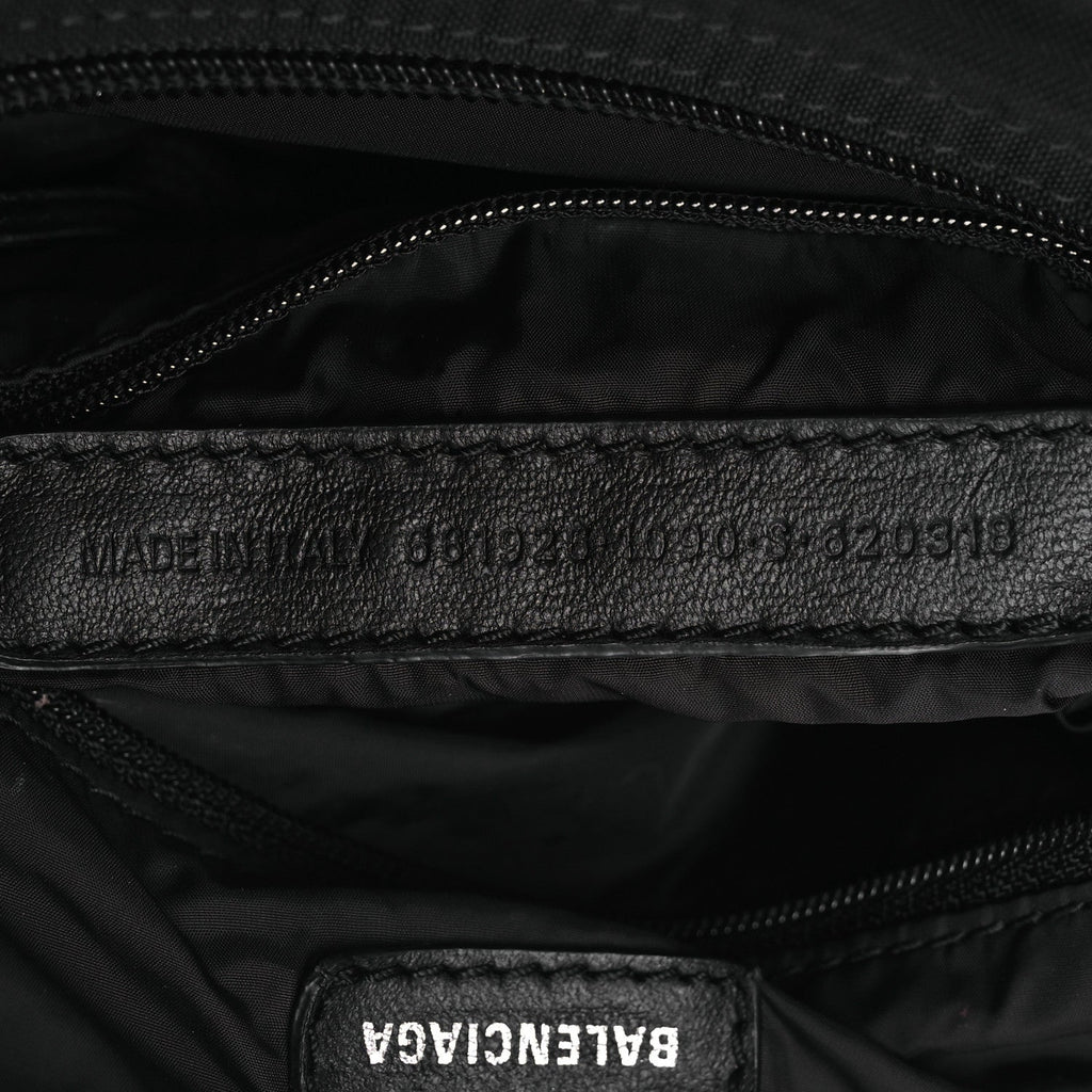 Recycled Sport Nylon Logo Embroidered Wheel Sling Bag Black White