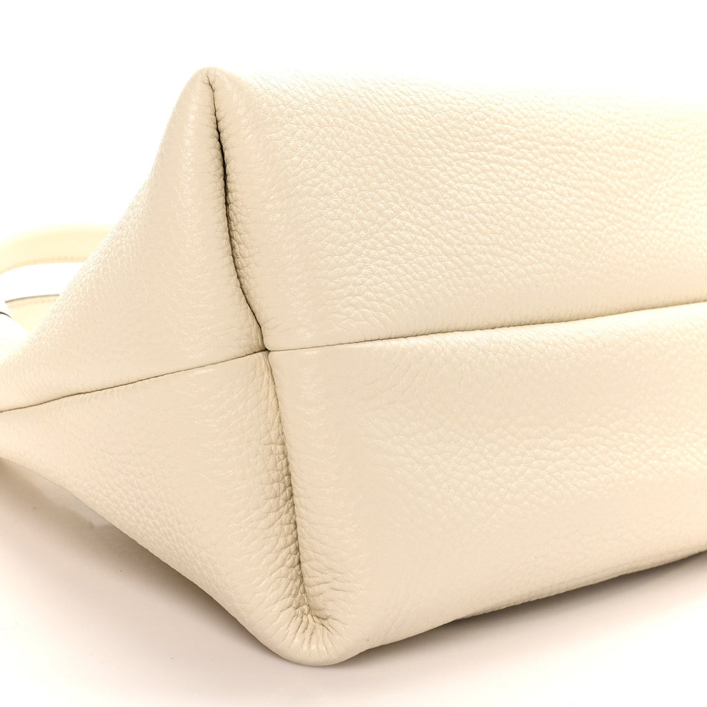Grained Calfskin Softbit Medium Shoulder Bag White
