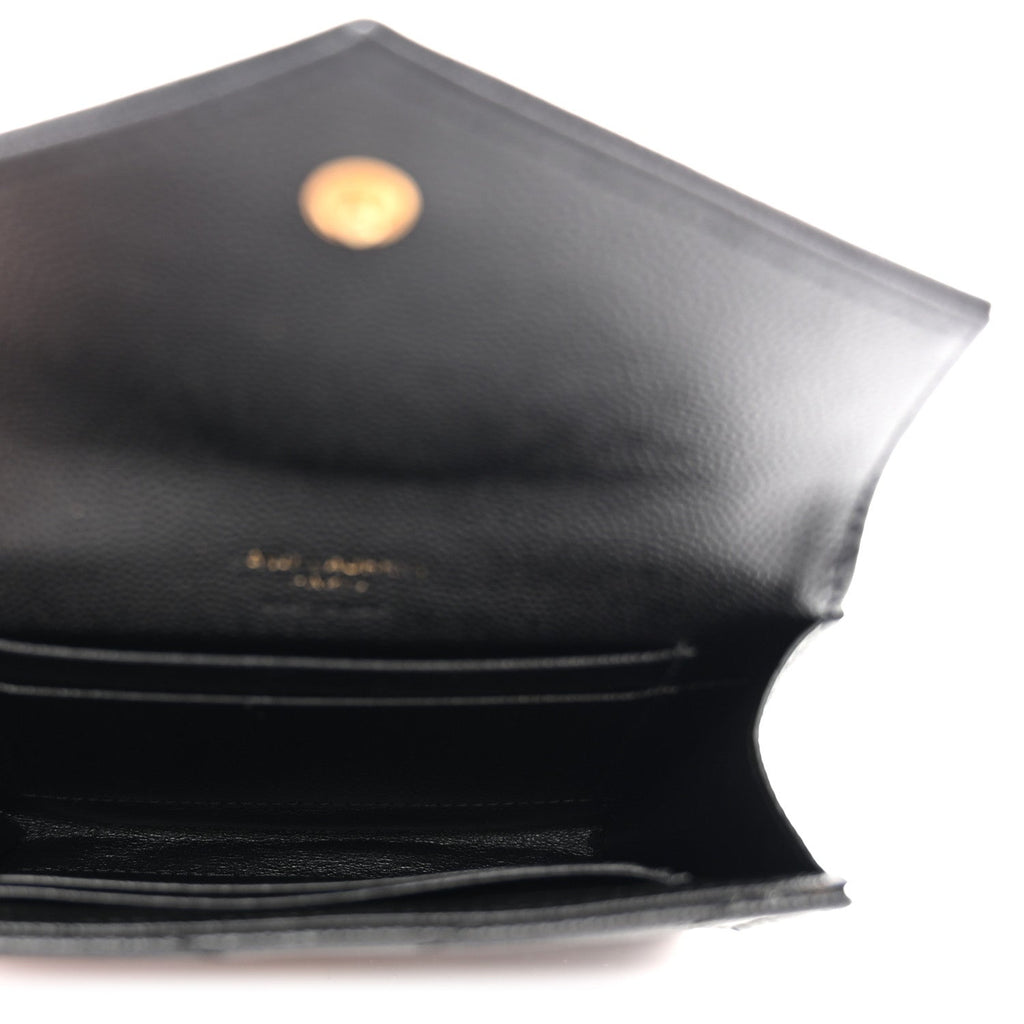 Grain De Poudre Matelasse Chevron Small Monogram Envelope Wallet Black