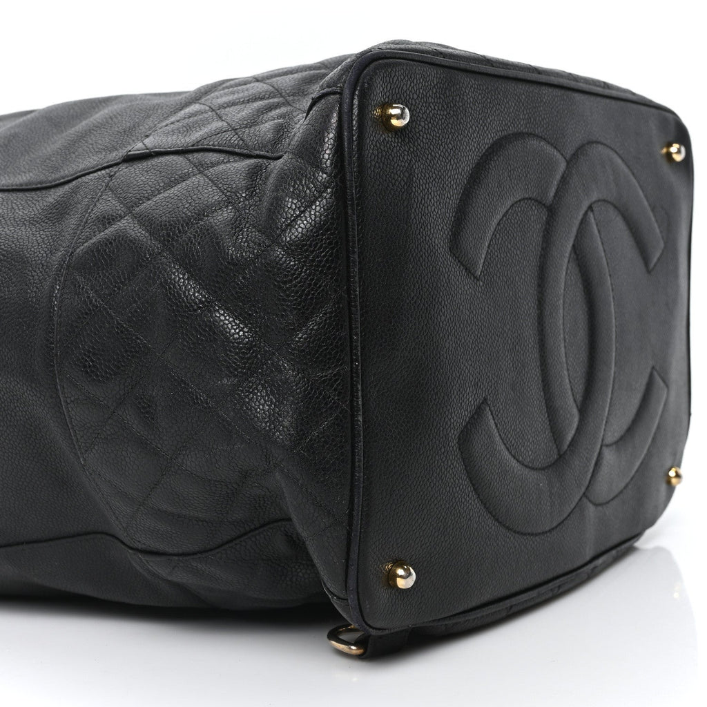 Caviar Quilted Drawstring Backpack Black
