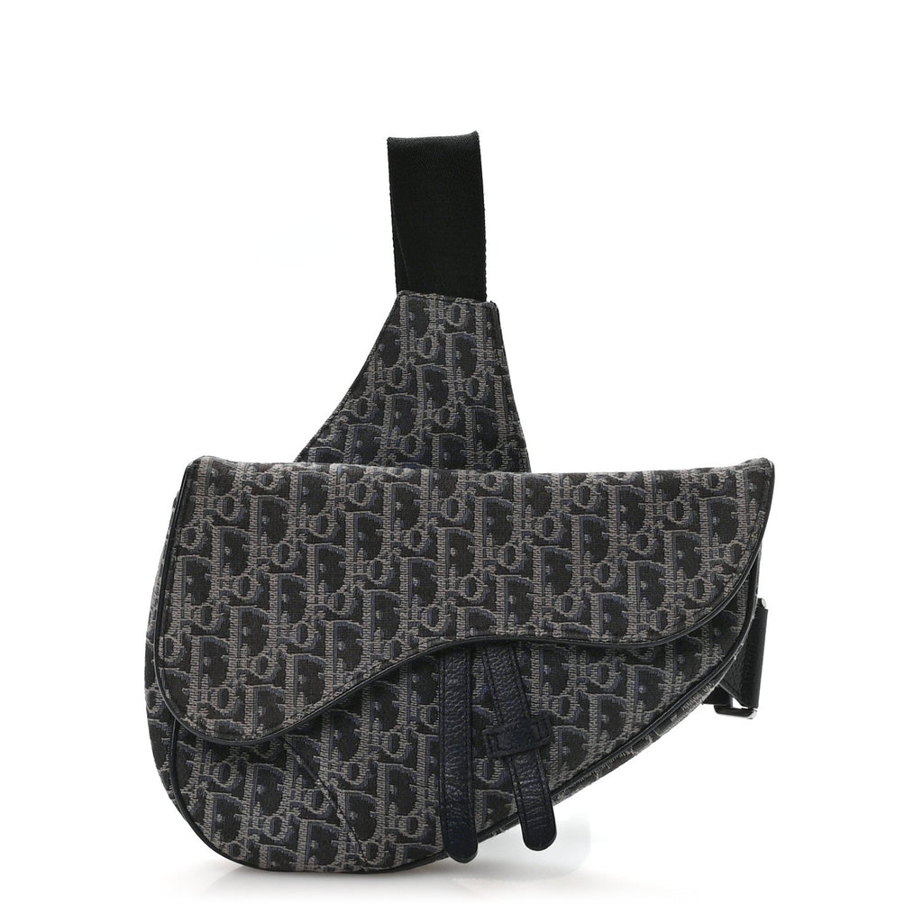 Oblique Mens Saddle Bag Black Blue
