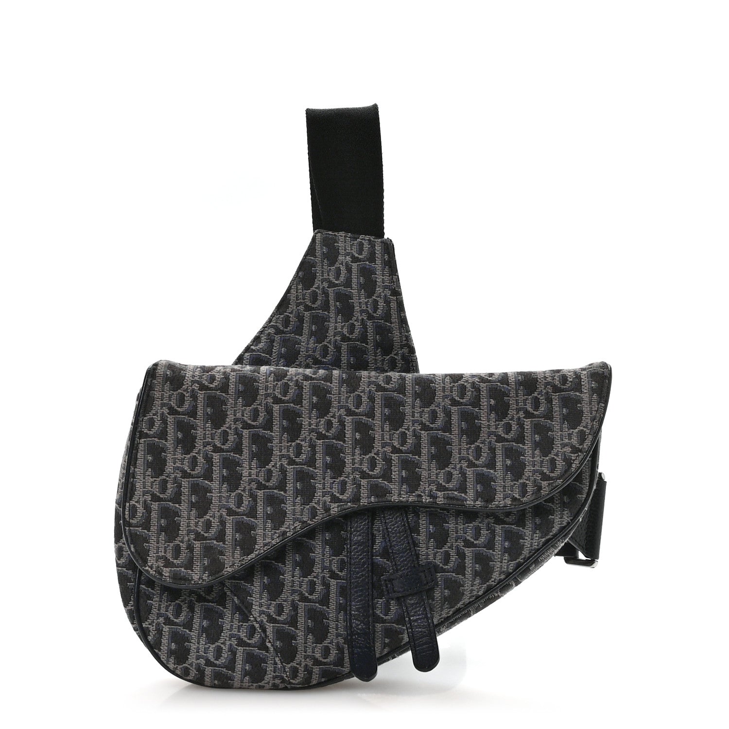 Oblique Mens Saddle Bag Black Blue