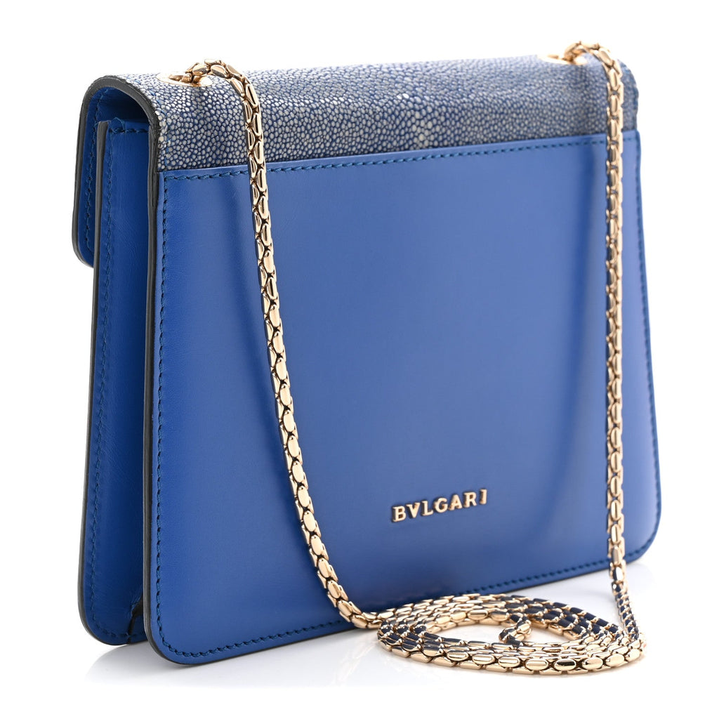 Galuchat Calfskin Serpenti Forever Crossbody Bag Blue