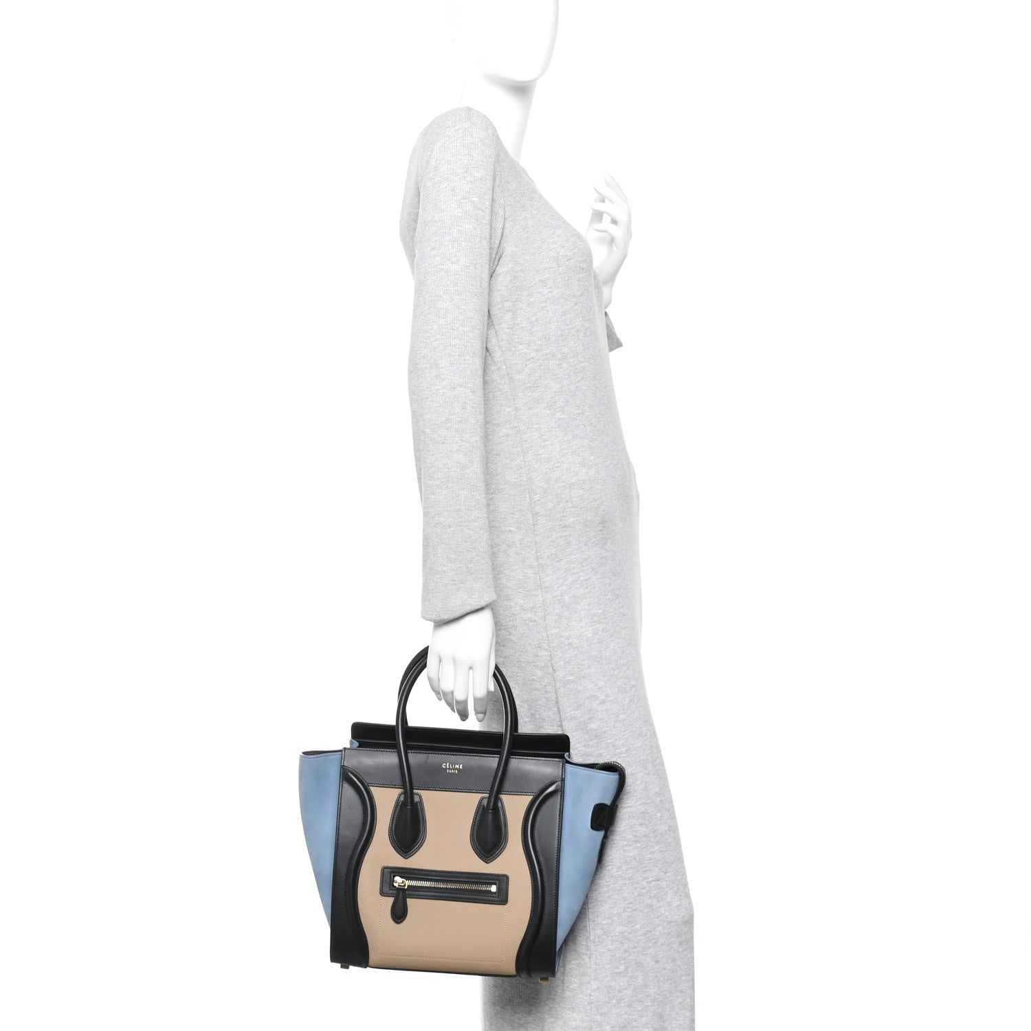 Baby Grained Calfskin Nubuck Micro Tri-Color Luggage Medium Blue