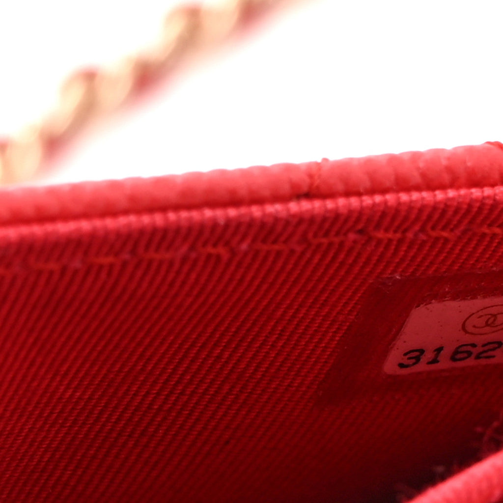 Caviar Quilted Flap  Holder On Chain Red