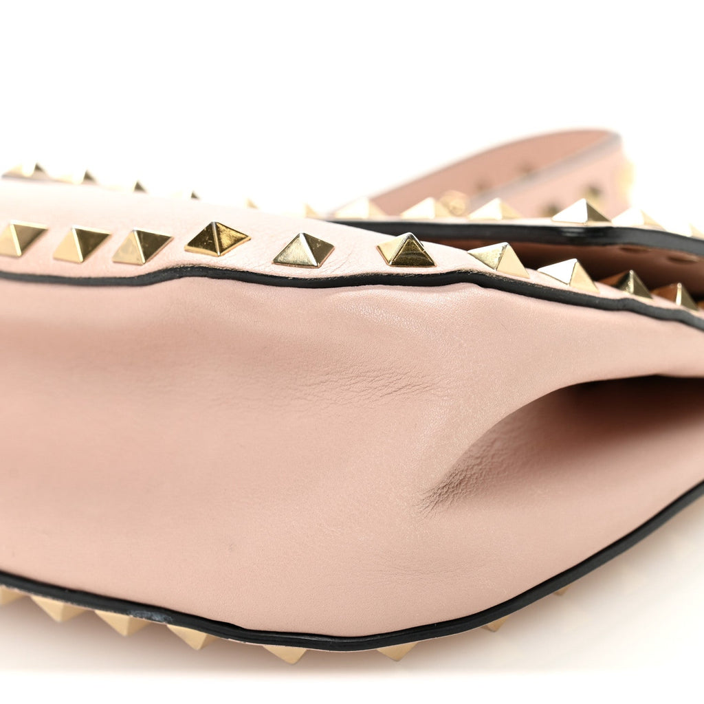 Calfskin Rockstud Crossbody Saddle Bag Water Rose
