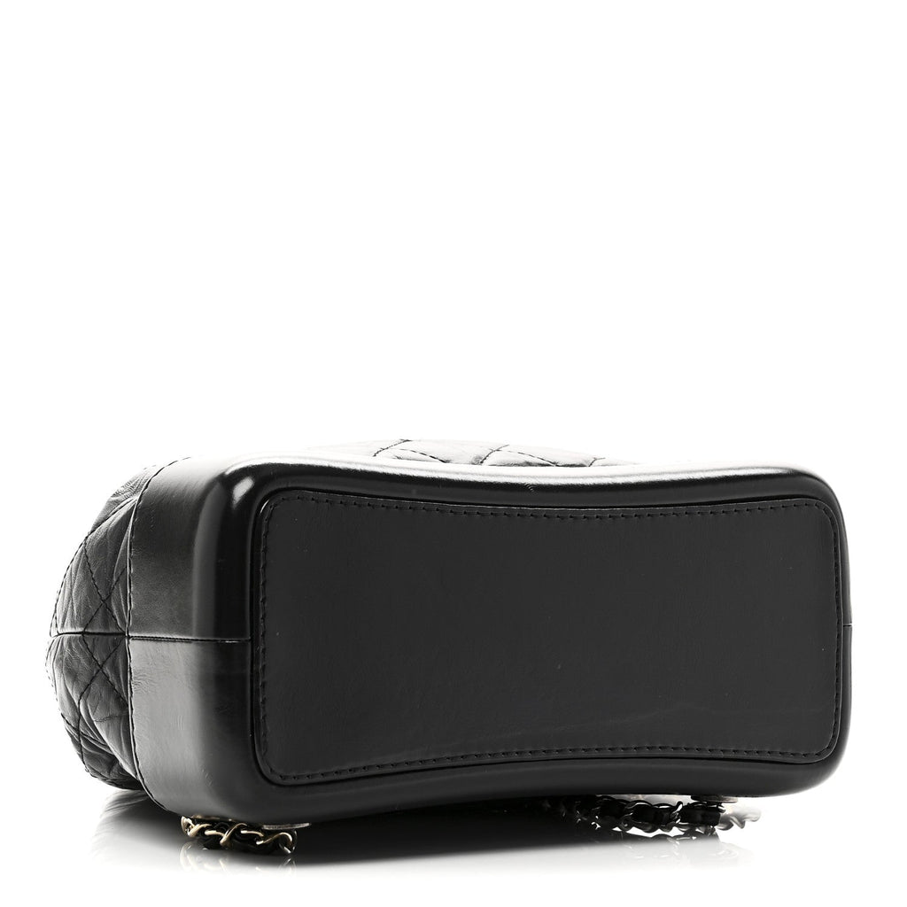 Aged Calfskin Quilted Small Gabrielle Backpack Black