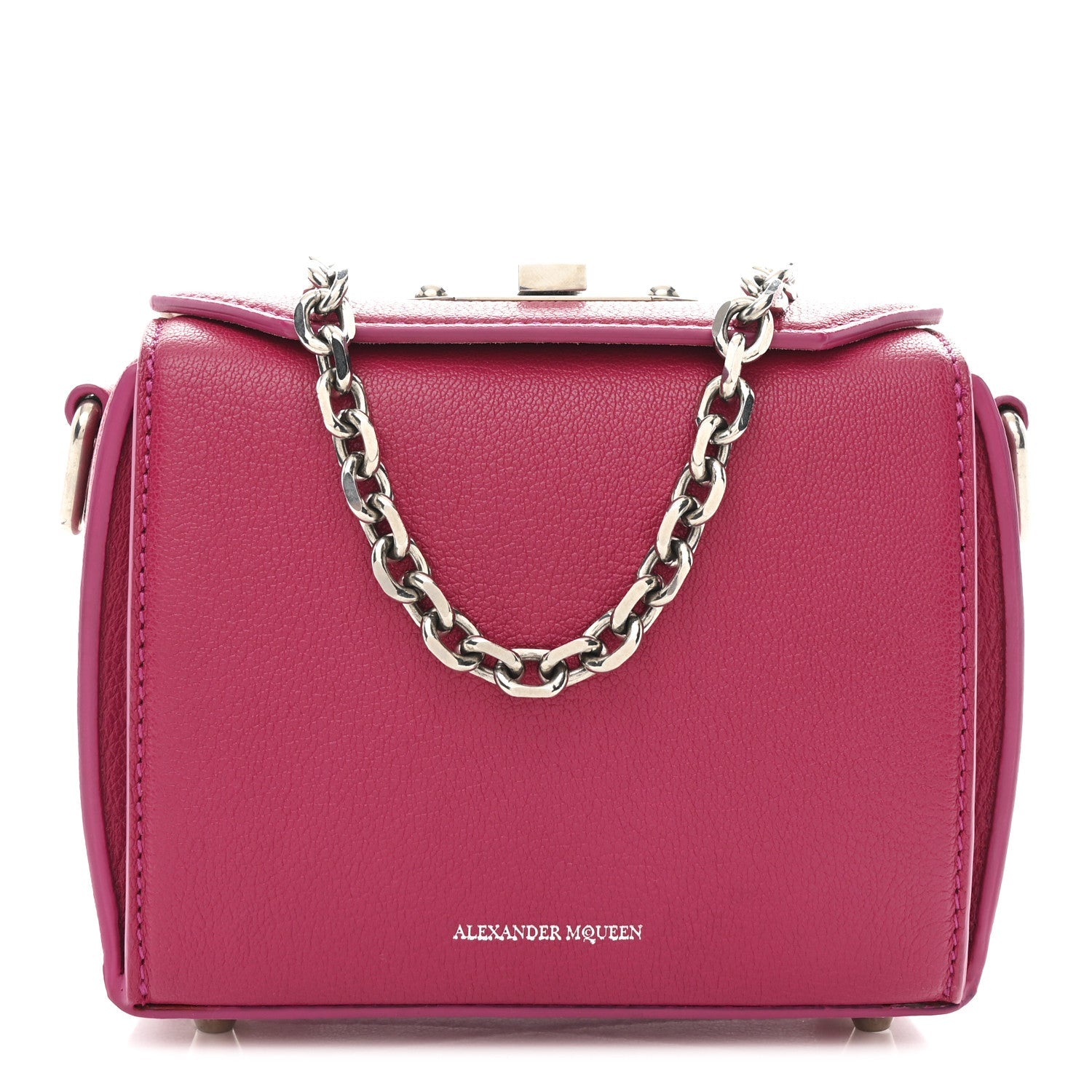 Silky Amish Grain Calfskin Box Shoulder Bag 19 Pink