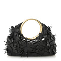 Lambskin Le Petit Calino Brode Ring Top Handle Bag Black