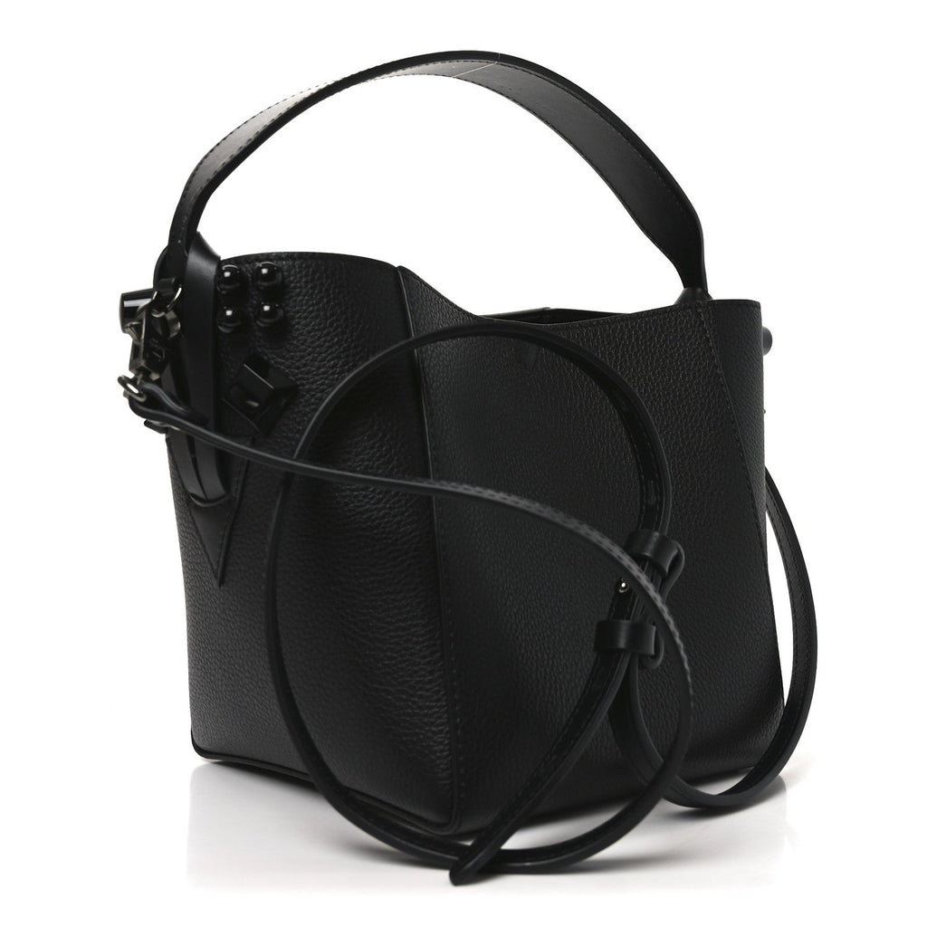 Calfskin Empire Spike Studded Mini Cabachic Bucket Bag Black