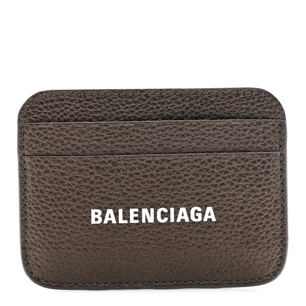 Metallized Grained Calfskin Logo Cash Rounded  Holder Dark Bronze White
