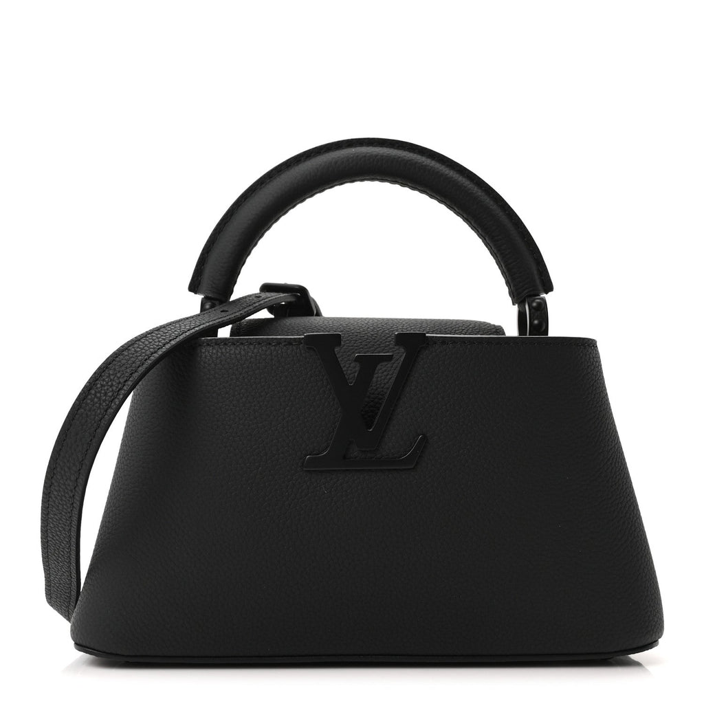 Matte Taurillon Capucines East West Mini All Black