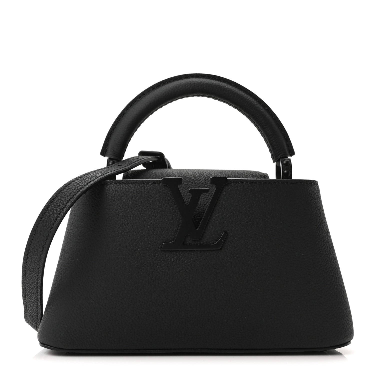 Matte Taurillon Capucines East West Mini All Black