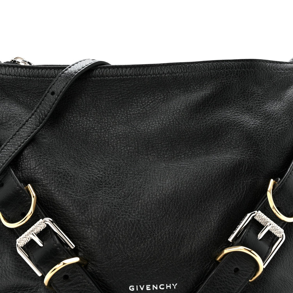 Crinkled Calfskin Small Voyou Bag Black