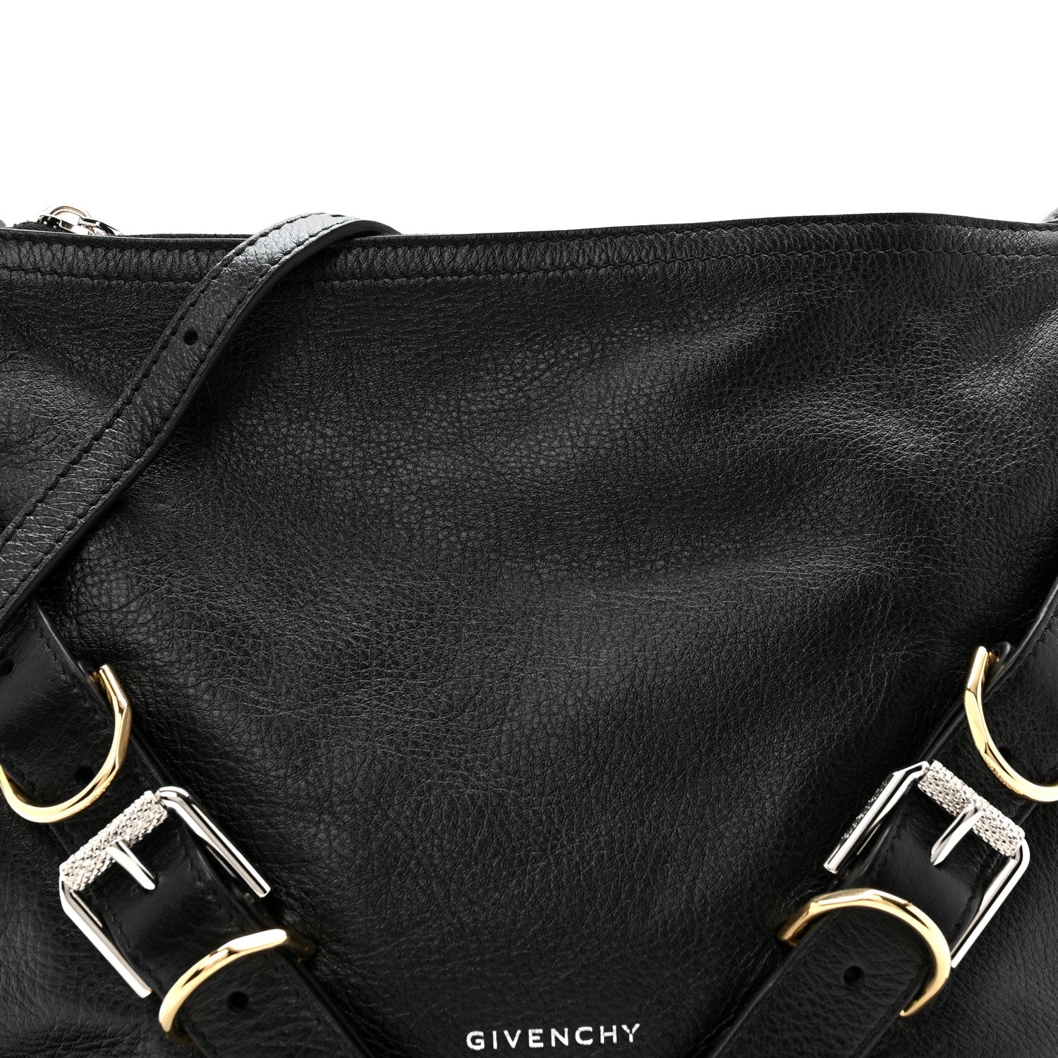 Crinkled Calfskin Small Voyou Bag Black