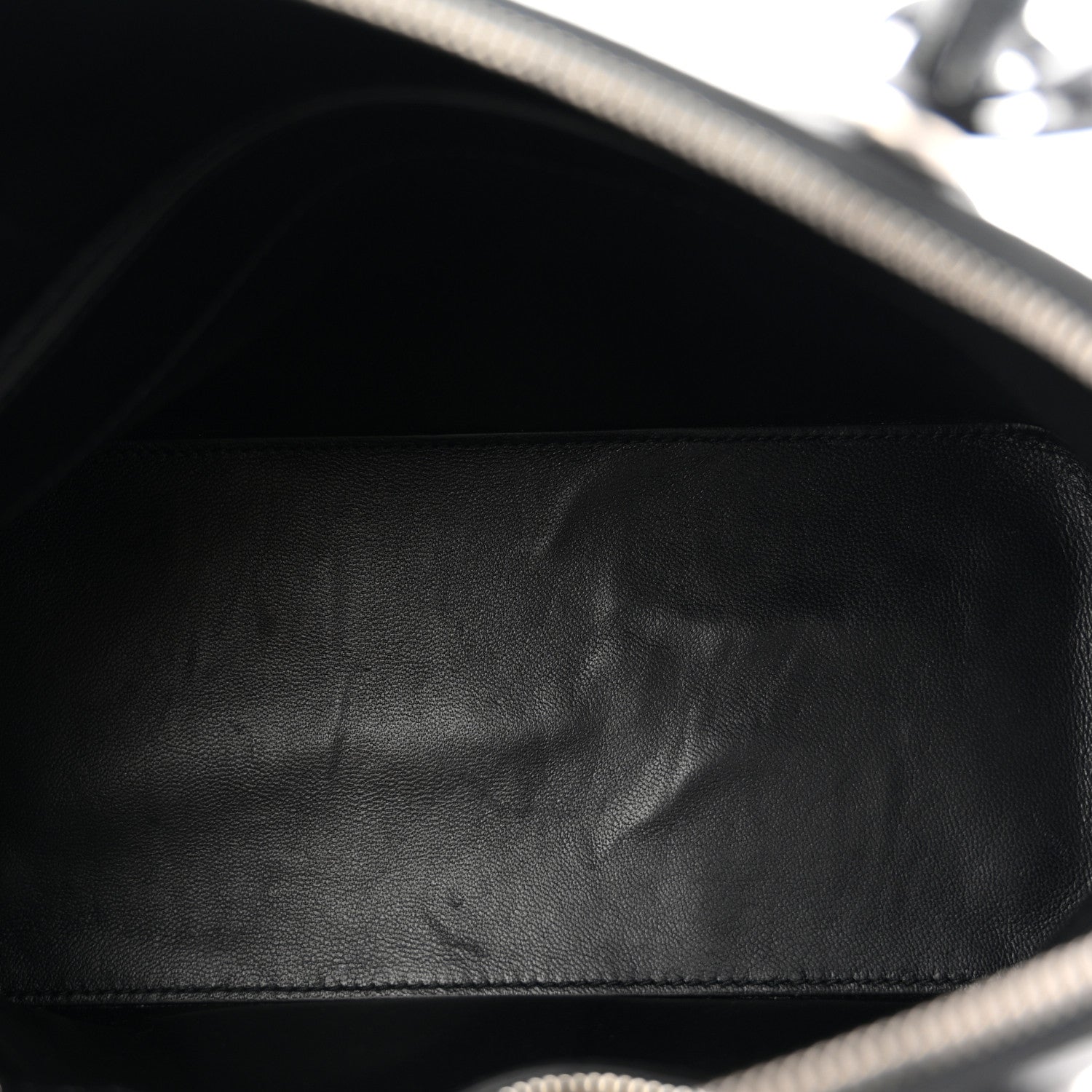Signature Grained Calfskin Logo S Ville Top Handle Bag Black Rose Shocking