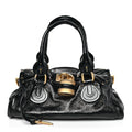 Crinkled Patent Medium Paddington Satchel Black
