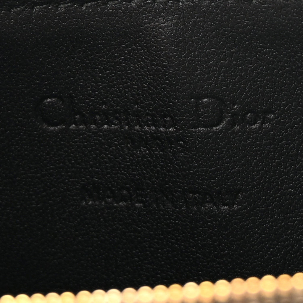 Supple Calfskin Cannage Lady Dior Cosmos Zipped  Holder Black