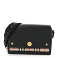 Coated Canvas Calfskin Vintage Check Medium Note Crossbody Bag Black