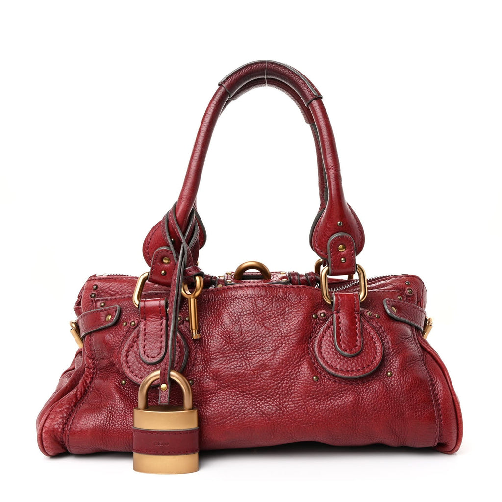 Calfskin Medium Paddington Satchel Dark Red