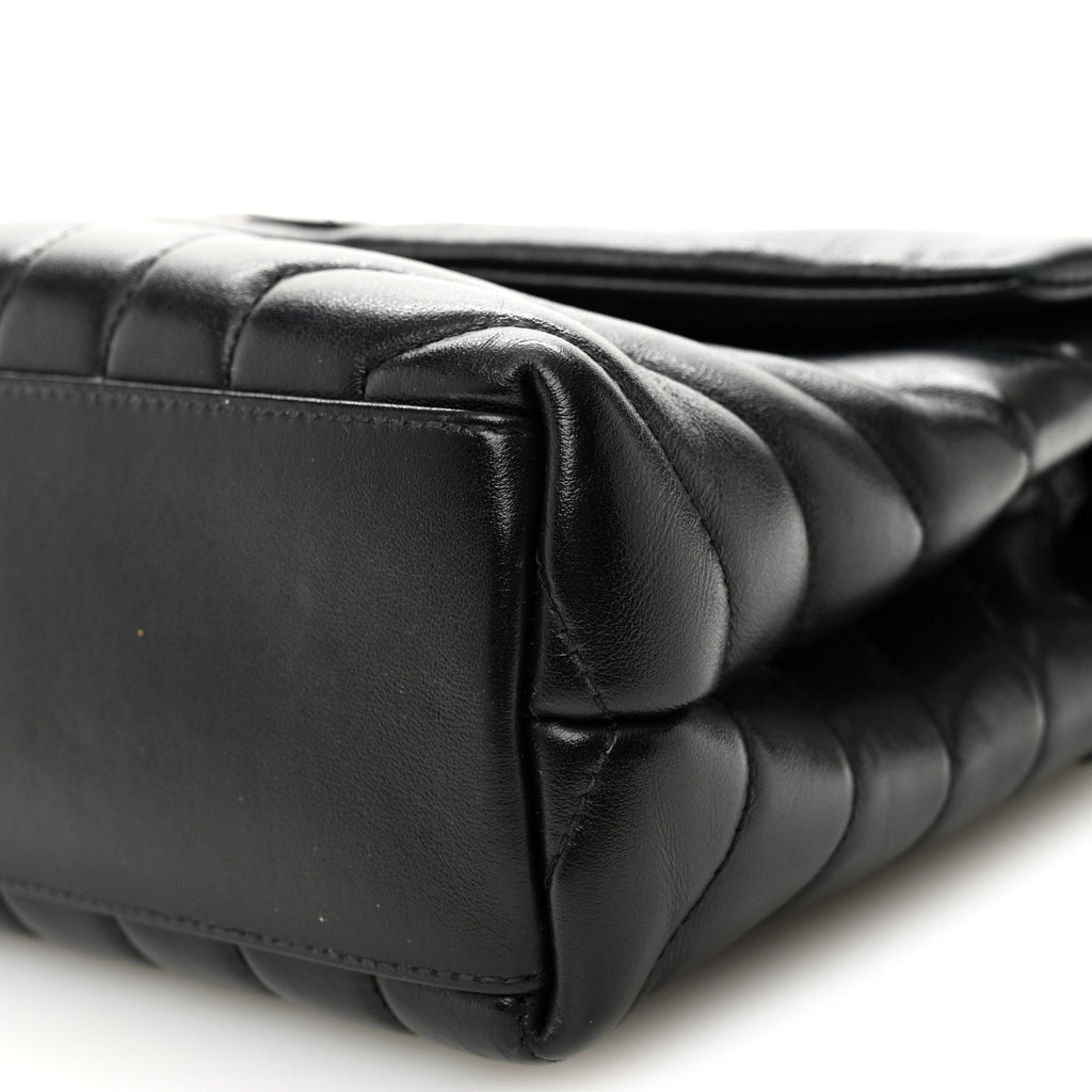 Calfskin Y Quilted Monogram Monochrome Small Loulou Chain Satchel Black