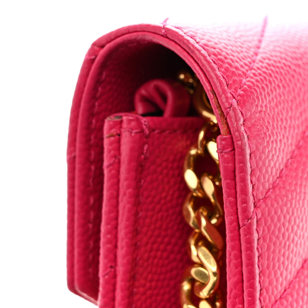 Grain De Poudre Matelasse Chevron Monogram Envelope Chain Wallet Bubblegum