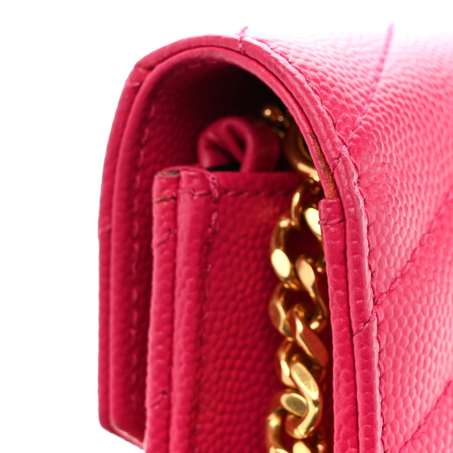 Grain De Poudre Matelasse Chevron Monogram Envelope Chain Wallet Bubblegum