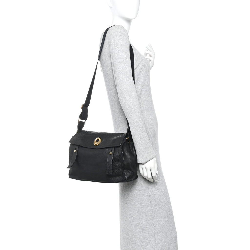 Calfskin Muse Two Messenger Black