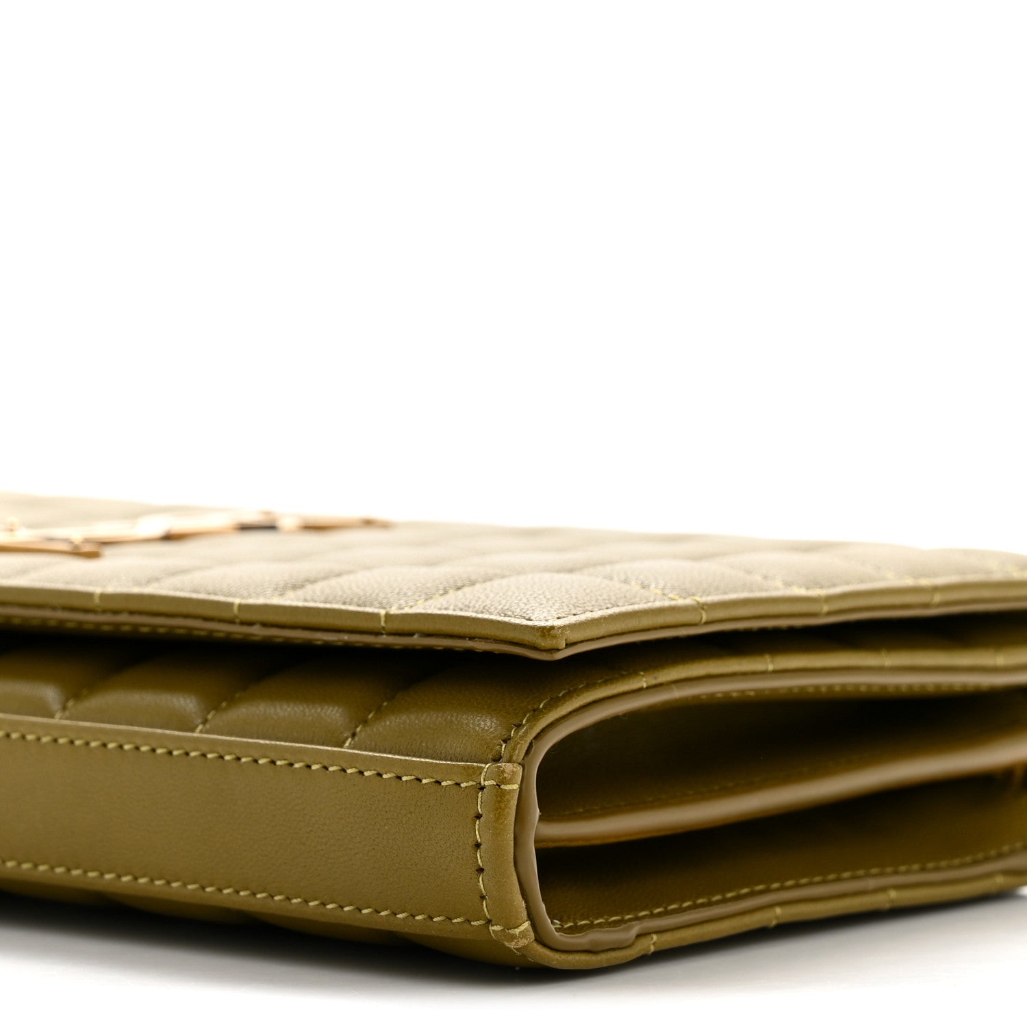 Lambskin Carre Quilted Cassandre Chain Wallet Olive Drab