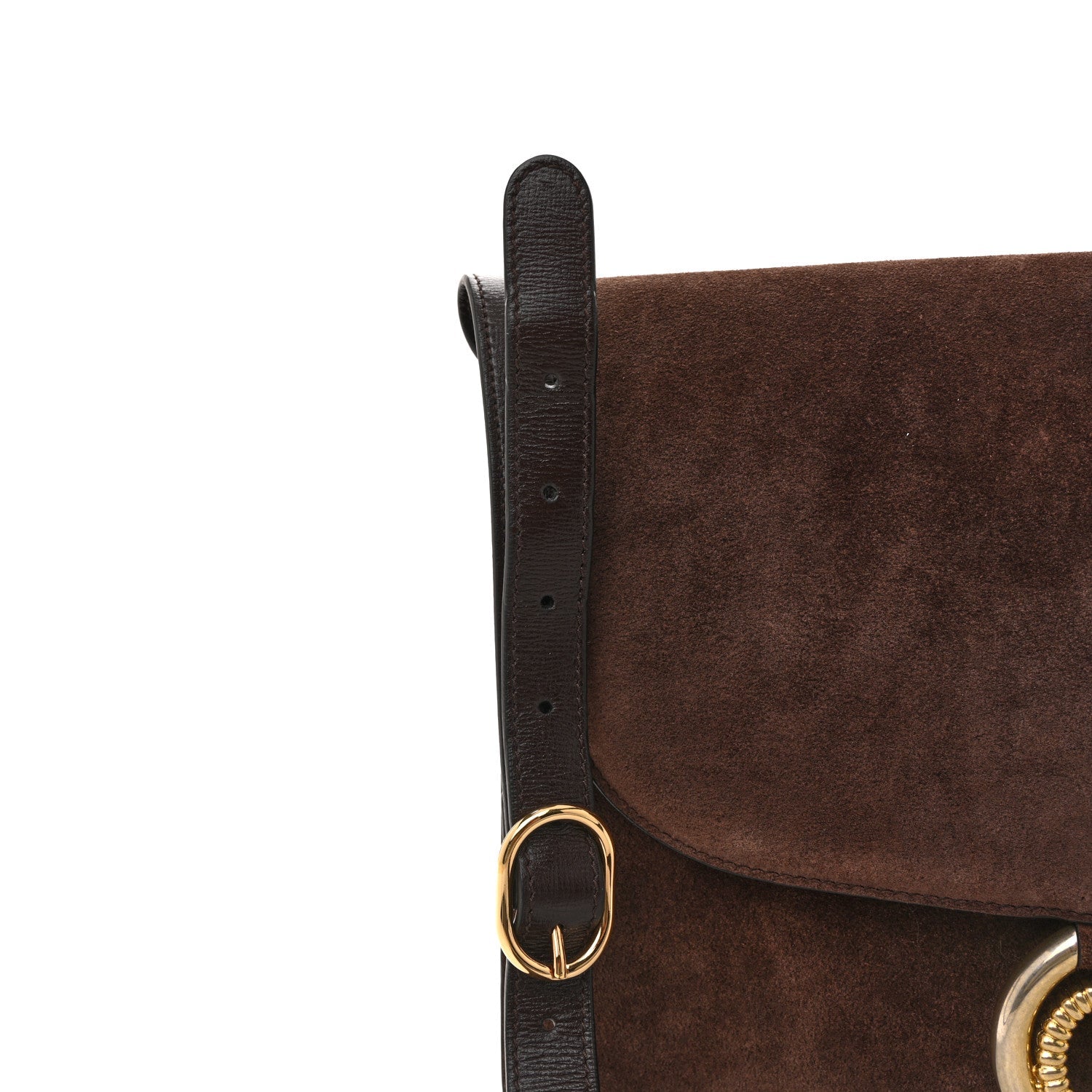 Suede Medium Torchon GG Ring Shoulder Bag Reflex Brown