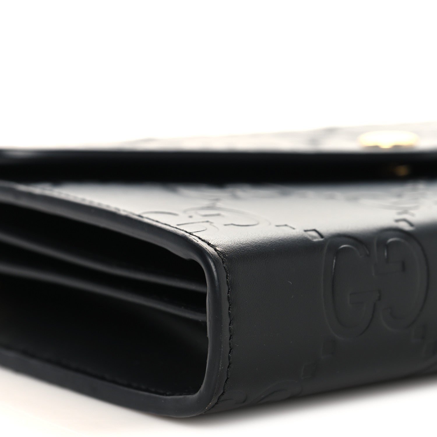 Calfskin GG Debossed Chain Wallet Black