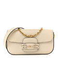 Azalea Calfskin Crystal Small Horsebit 1955 Chain Shoulder Bag White