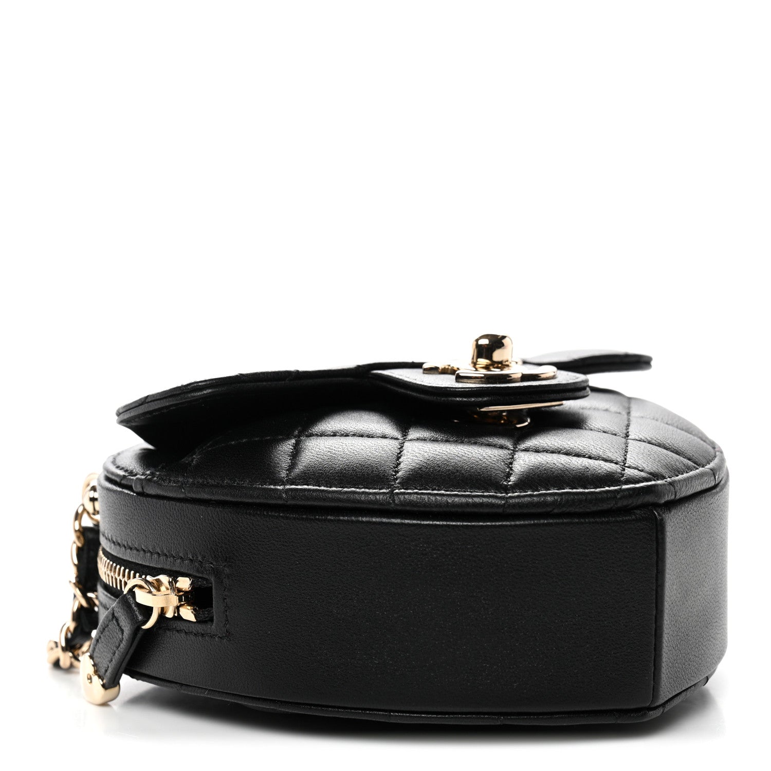 Lambskin Quilted CC In Love Heart Clutch With Chain Black