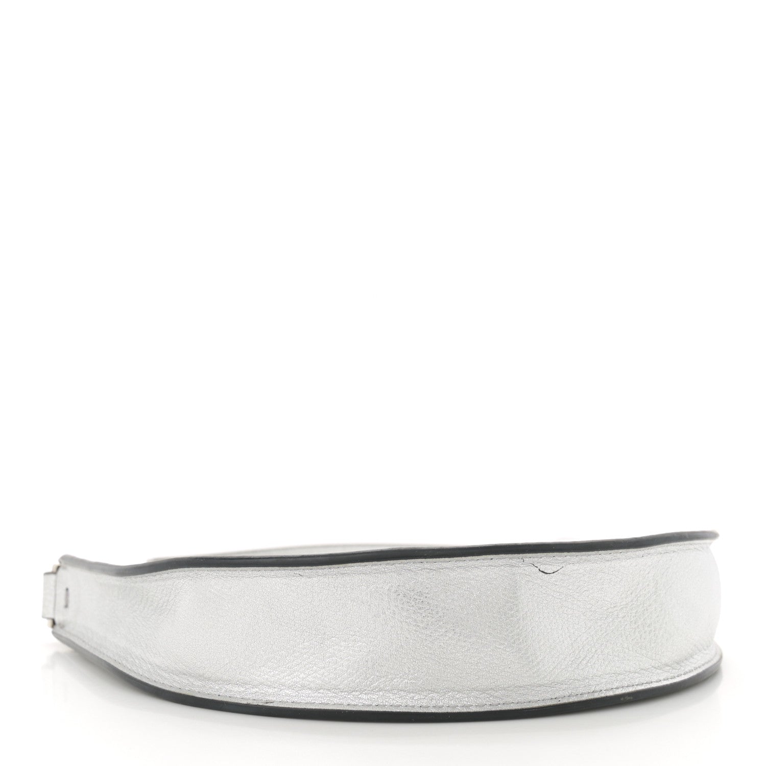 Metallic Grainy Calfskin Mini Vlogo Hobo Bag Silver